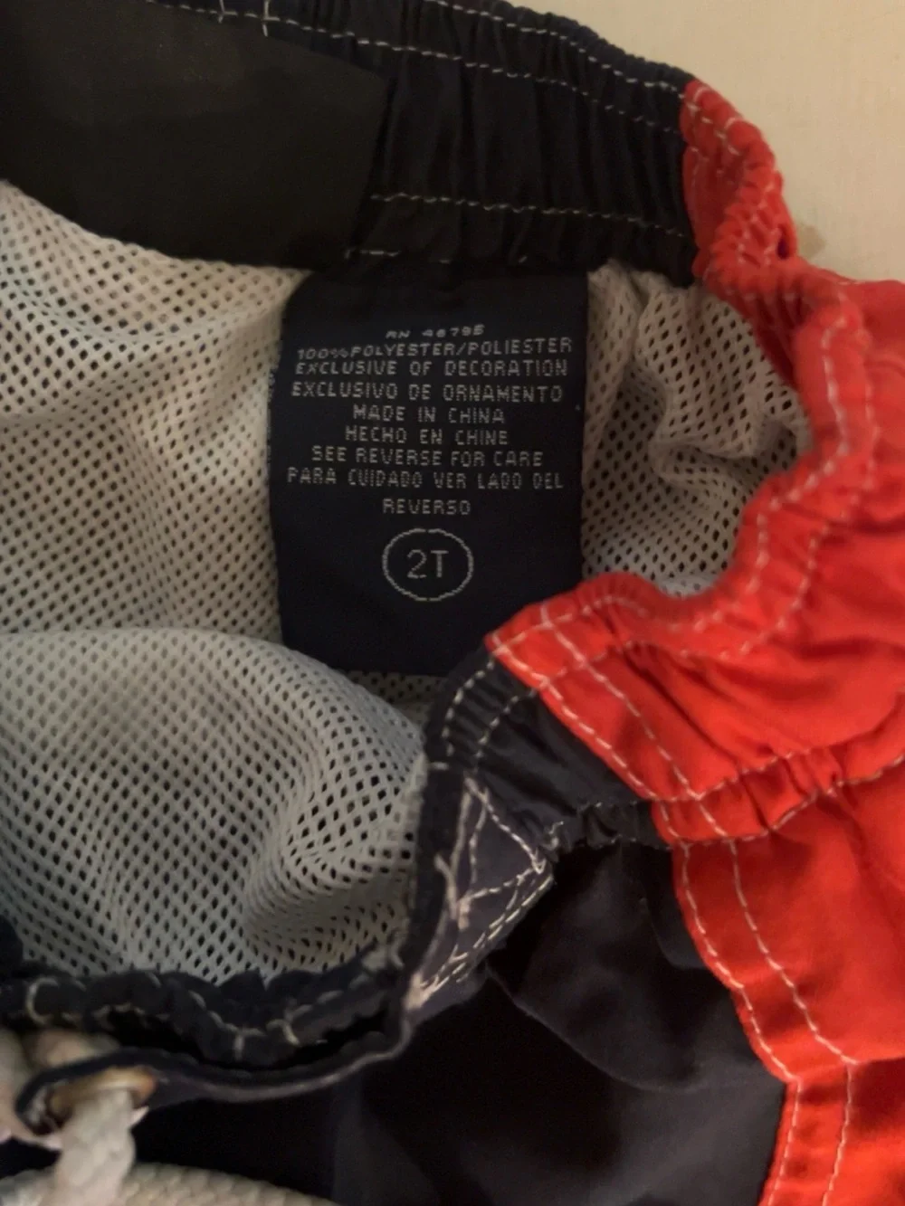 U.S. Polo Assn. Boys 2T Red & Navy Swim Shorts